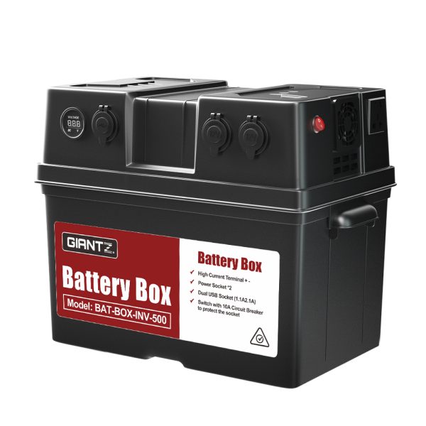 Battery Box 500W Inverter Deep Cycle Battery Portable Caravan Camping USB