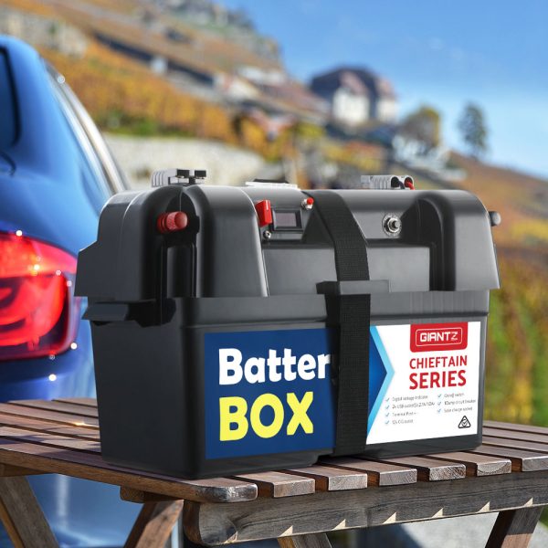 Battery Box 12V Camping Portable Deep Cycle AGM Universal Large USB Cig – 43x28x25 cm