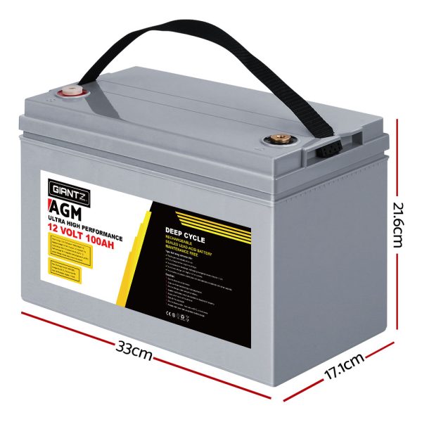 AGM Deep Cycle Battery 12V 100Ah x2 Box Portable Solar Caravan Camping