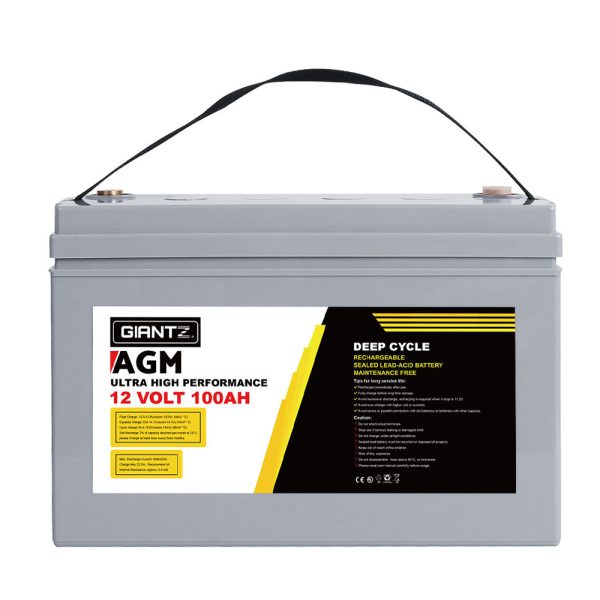 AGM Deep Cycle Battery 12V 100Ah x2 Box Portable Solar Caravan Camping