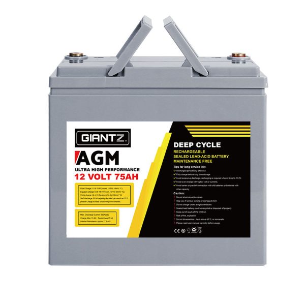 AGM Deep Cycle Battery 12V 75Ah x2 Box Portable Solar Caravan Camping