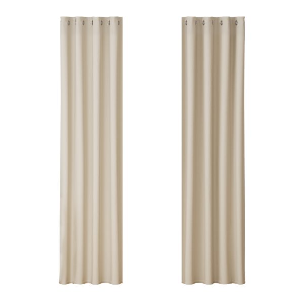 2X Blockout Curtains Blackout Window Curtain Eyelet – 140×230 cm, Beige