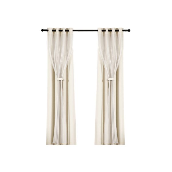 2X 132x160cm Blockout Sheer Curtains Beige