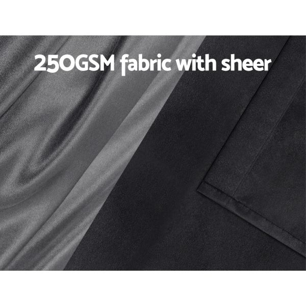 2X 132x160cm Blockout Sheer Curtains Black