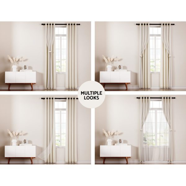 2X 132x213cm Blockout Sheer Curtains Beige