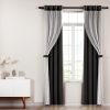 2X 132x304cm Blockout Sheer Curtains Black