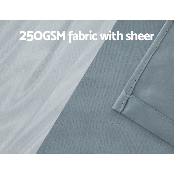 2X 132x304cm Blockout Sheer Curtains Light Grey