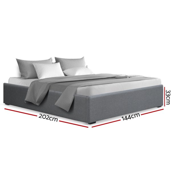 Waroonee Storage Gas Lift Bed Frame without Headboard Fabric – DOUBLE, Grey