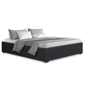 Waroonee Storage Gas Lift Bed Frame without Headboard Fabric – QUEEN, Charcoal