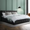 Antonio Bed Frame Fabric Gas Lift Storage – KING, Black