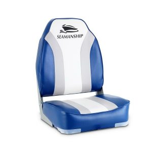 2X Folding Boat Seats Marine Seat Swivel High Back 12cm Padding Blue