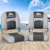 Set of 2 Folding Boat Seats Seat Marine Seating Set Swivels All Weather – Charcoal and Grey