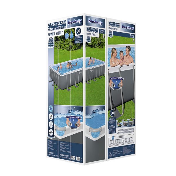 Swimming Pool 732x366x132cm Steel Frame Above Ground Pools Ladder 30045L