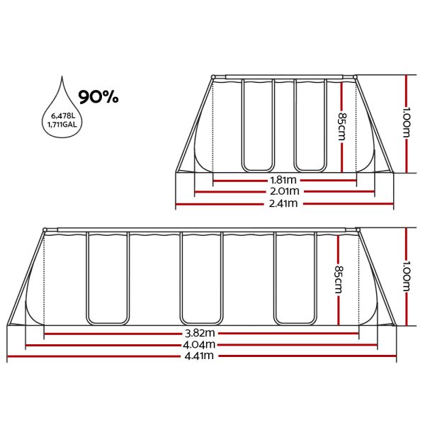 Swimming Pool 404x201x100cm Steel Frame Above Ground Pools Filter Pump Ladder 6478L