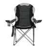 2X Folding Camping Chairs Arm Chair Portable Outdoor Beach Fishing BBQ – Grey