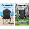 2X Folding Camping Chairs Arm Chair Portable Outdoor Beach Fishing BBQ – Grey