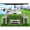 Folding Camping Table Outdoor Picnic BBQ With 2 Bench Chairs Set