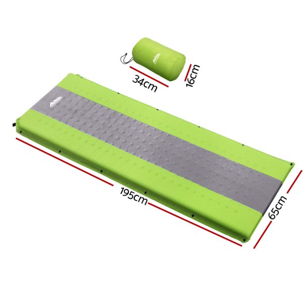 Self Inflating Mattress Camping Sleeping Mat Air Bed Pad Single Green – 190x64x2.5 cm