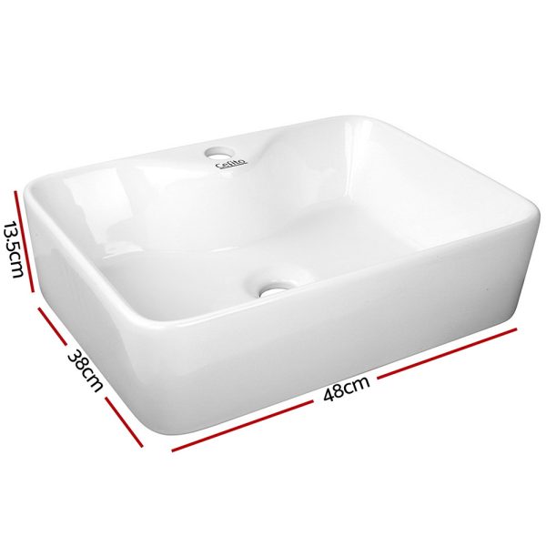 Bathroom Basin Ceramic Vanity Sink Hand Wash Bowl 48x38cm