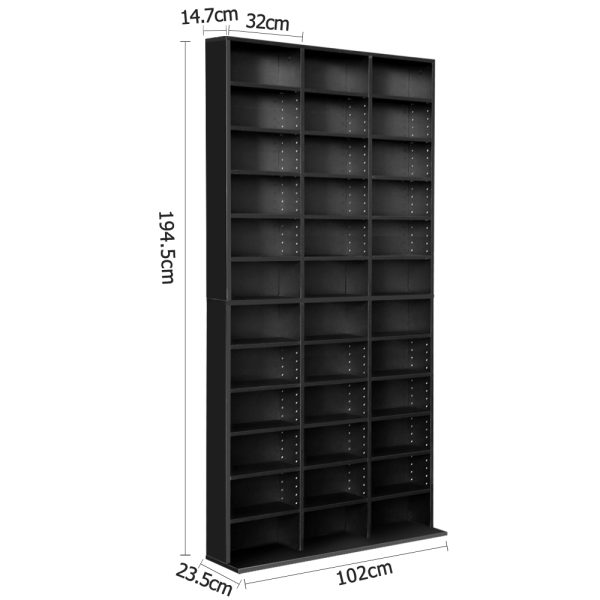 Adjustable Book Storage Shelf Rack Unit – Black