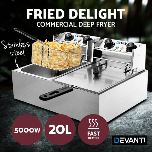 Electric Commercial Deep Fryer Basket Chip Cooker Kitchen – Double Fryer