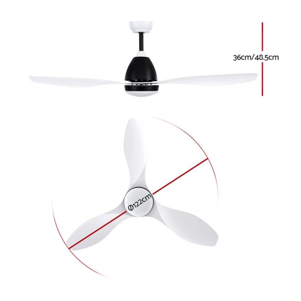 Devanti 48” Ceiling Fan DC Motor w/Light w/Remote – White