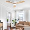 Devanti 52” Ceiling Fan AC Motor LED Light Remote – Light Wood