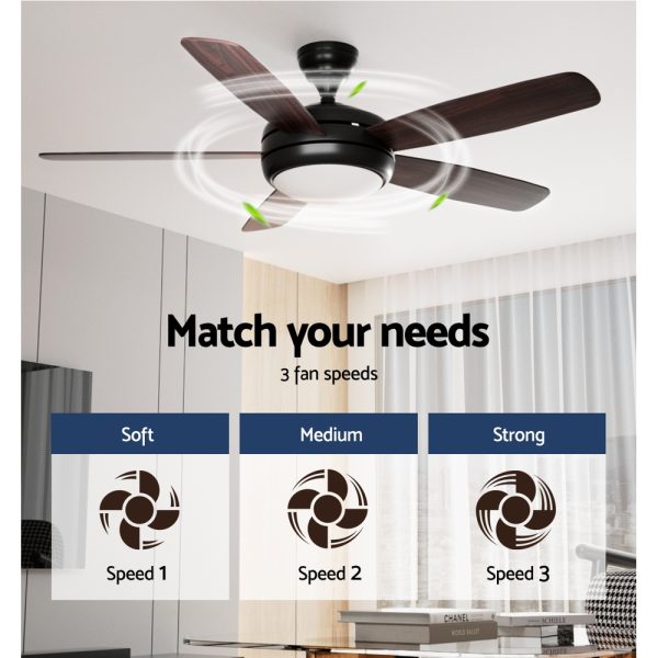 Devanti 52” Ceiling Fan AC Motor 5 Blades w/Light – Dark Wood