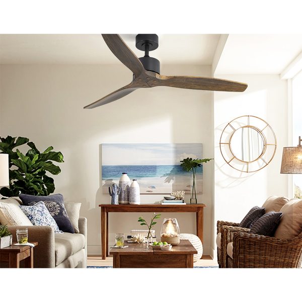 Devanti 52” Ceiling Fan AC Motor 3 Blades w/Remote – Dark Wood