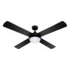 52” Ceiling Fan w/Light w/Remote Timer – Black