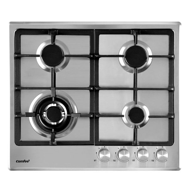 60cm Gas Cooktop 4 Burners Kitchen Gas Hob Trivets Stove Cook Top Black – Steel