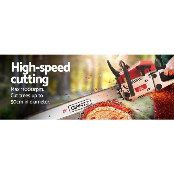 62cc Petrol Commercial Chainsaw 22″ Bar E-Start Tree Chain Saw 5.2HP