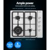 Gas Cooktop 60cm 4 Burner Ceramic Glass Cook Top Stove Hob Cooker LPG NG – Model 2, Steel