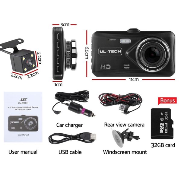 Dash Camera 1080P 4″ Front Rear View,Dash Camera 1080P 4″ Front Rear View Cam Car DVR Reverse Recorder 32GB