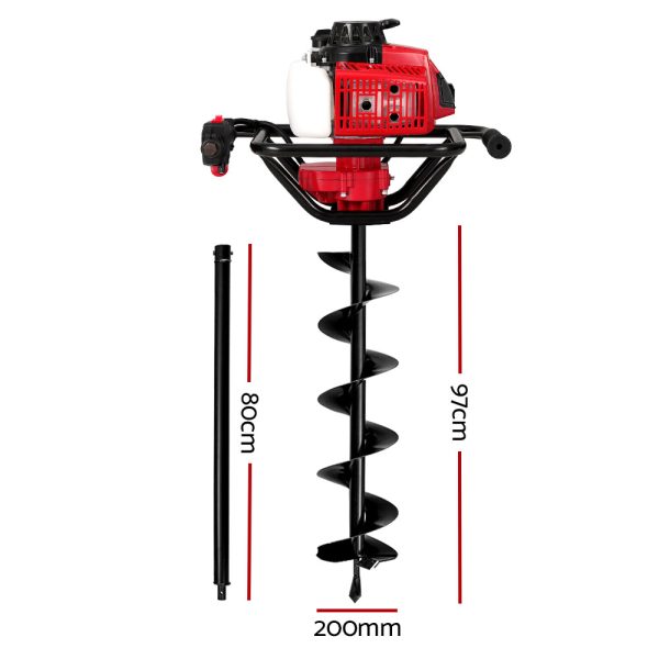 80cc Petrol Post Hole Digger Diggers Earth Auger Fence Borer Drill Bit