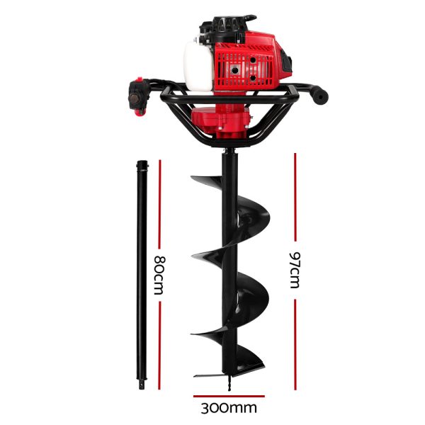 Post Hole Digger 80cc Petrol Earth Auger Fence Borer Drill Bit Posthole