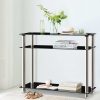 Console Table Tempered Glass Black