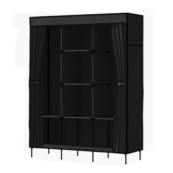 Clothes Wardrobe Closet Storage Large Portable Organiser with Shelf – Black