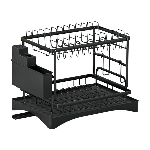 Dish Rack Expandable Drying Drainer Cutlery Holder Tray Kitchen 2 Tiers