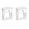 2 X Bedside Table 1 Drawer with Shelf – EMMA White