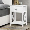 2 X Bedside Table 1 Drawer with Shelf – EMMA White