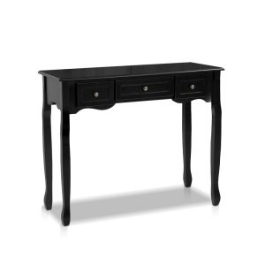 Hall Console Table Hallway Side Dressing Entry Wooden French Drawer – Black