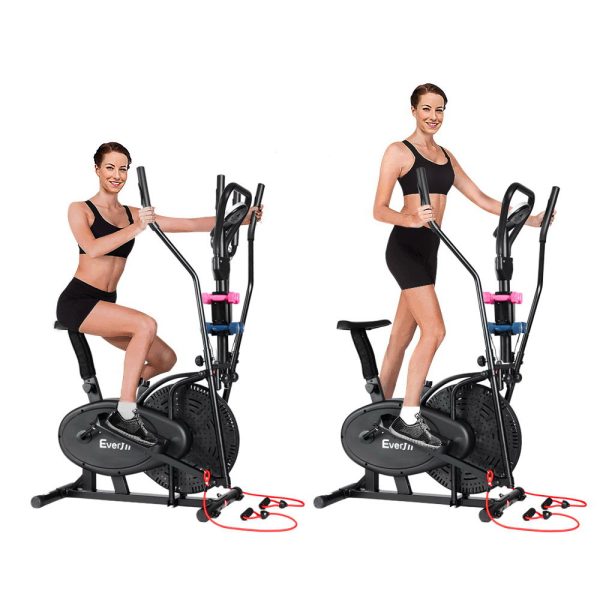 Elliptical Cross Trainer Exercise Bike Bicycle Home Gym Fitness Machine Running Walking – 6 in 1