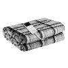 Bedding Electric Throw Rug Flannel Snuggle Blanket Washable Heated Grey and White Checkered