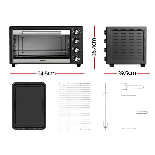 Electric Convection Oven Bake Benchtop Rotisserie Grill – 56 L