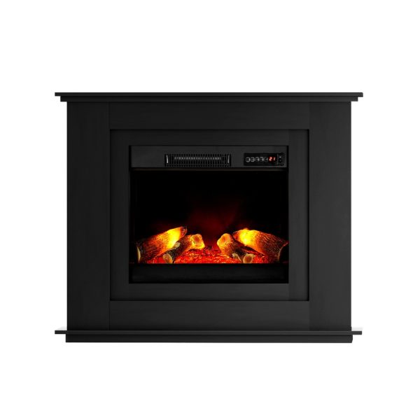 2000W Electric Fireplace Mantle Portable Fire Log Wood Heater 3D Flame Effect – Black