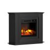 2000W Electric Fireplace Mantle Portable Fire Log Wood Heater 3D Flame Effect – Black