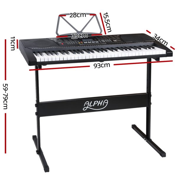 61 Keys Electronic Piano Keyboard Digital Electric w/ Stand Lighted Black