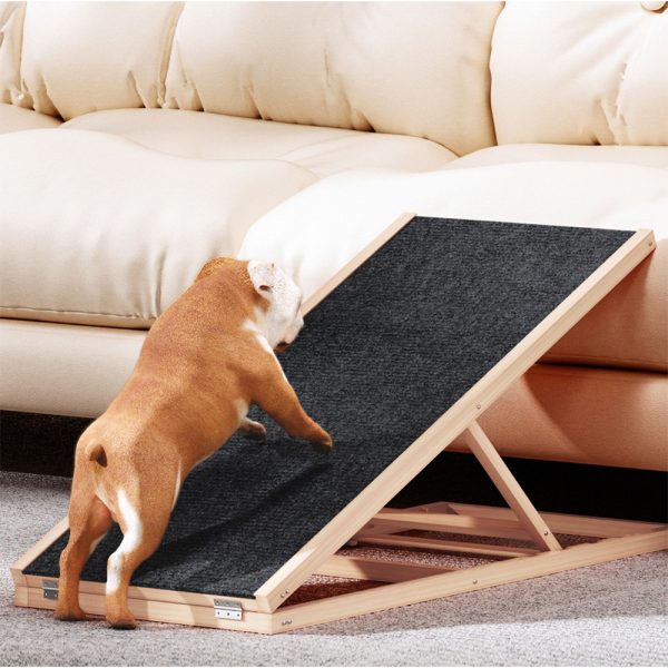 Dog Ramp 100cm Adjustable Height Wooden Steps Stairs For Bed Sofa Car Foldable