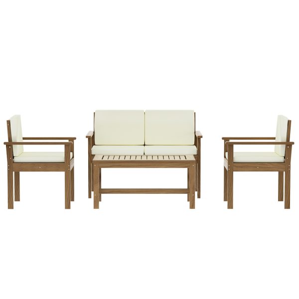 4-Piece Outdoor Sofa Set Wooden Couch Lounge Setting